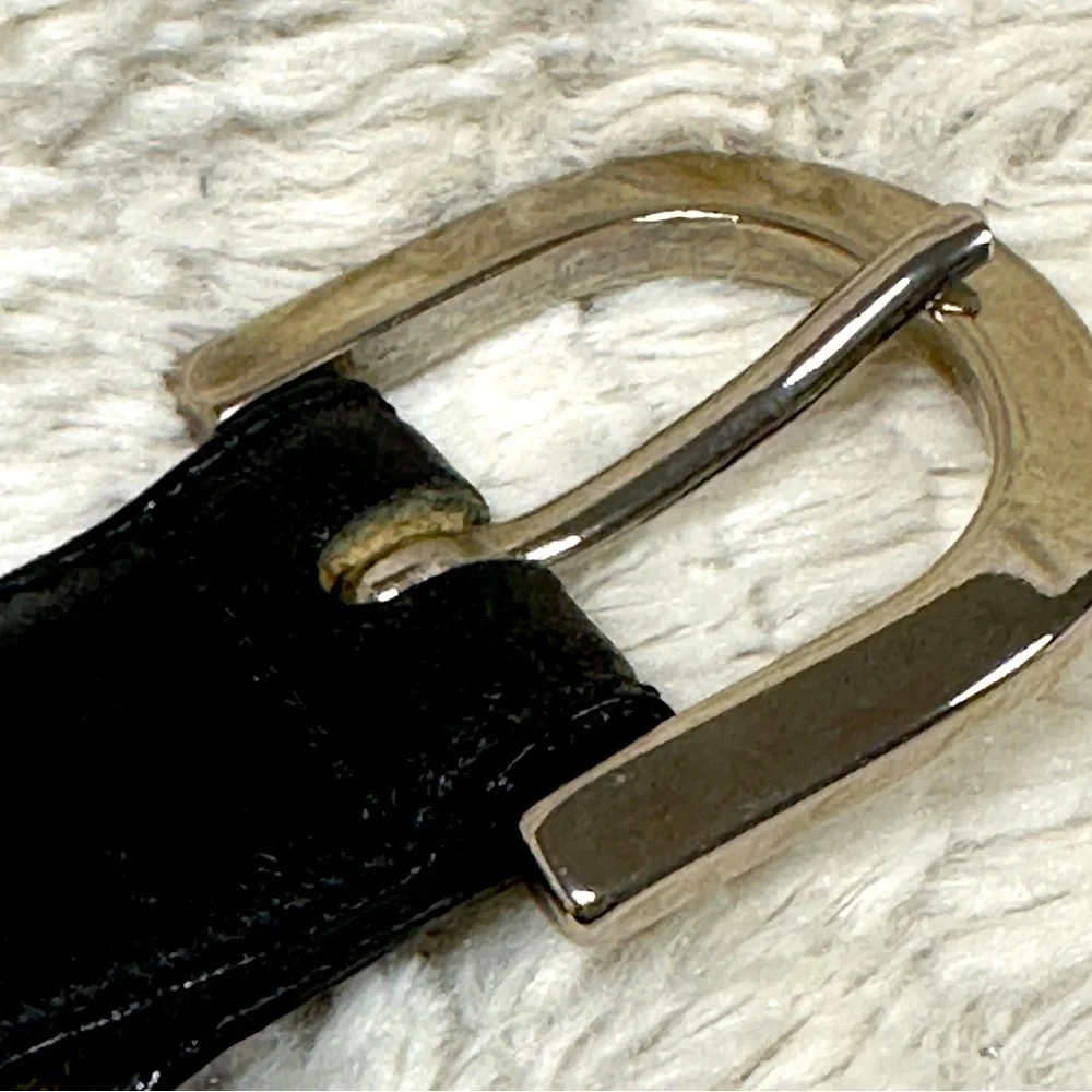 Vero Cuoio Gold & Silver Hardware Black Leather Belt, 48/95 EUC